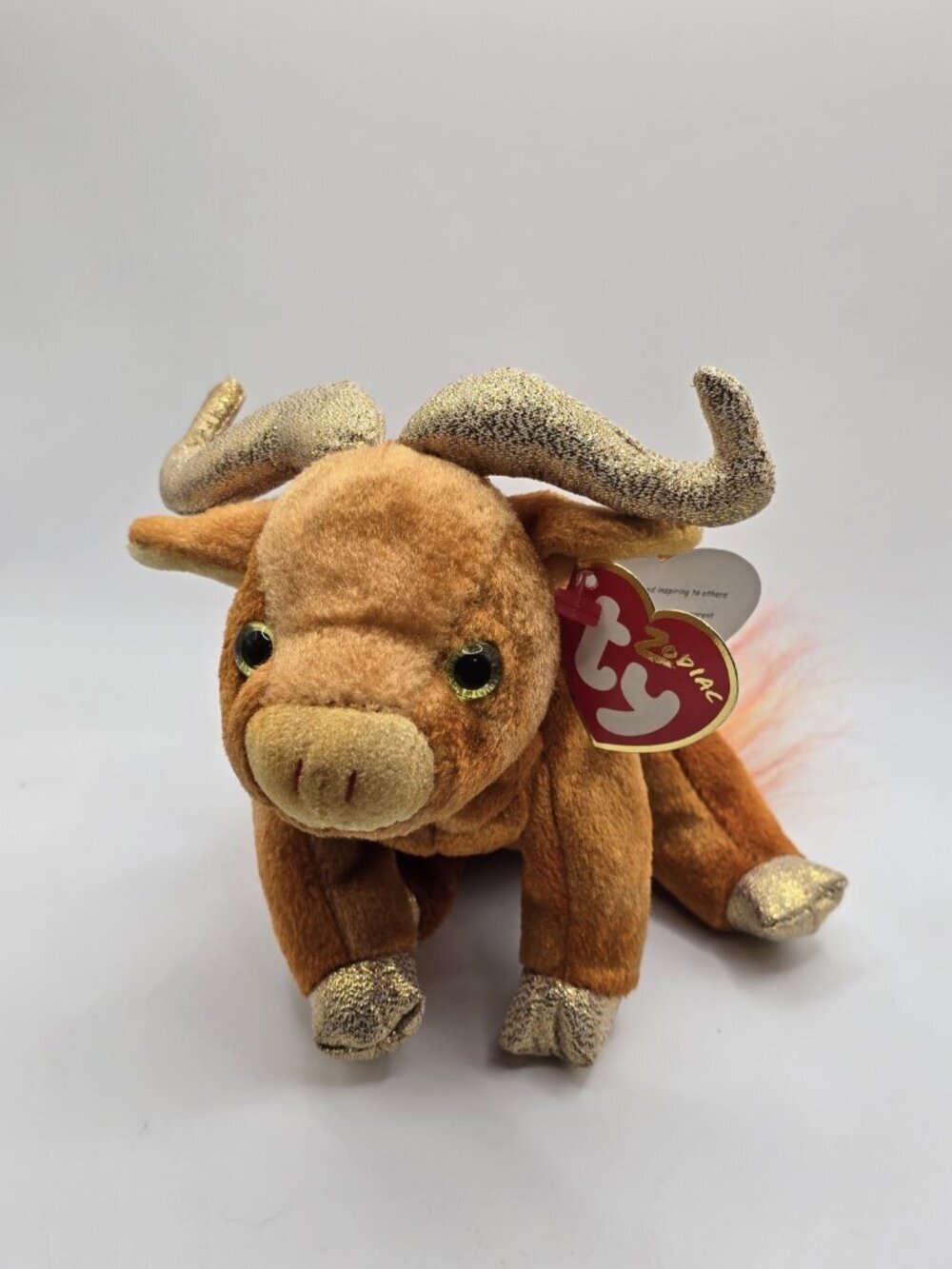 Ty Beanie Babies Zodiac Collection Ox Plush Brown Gold Horns 2000 with Tags